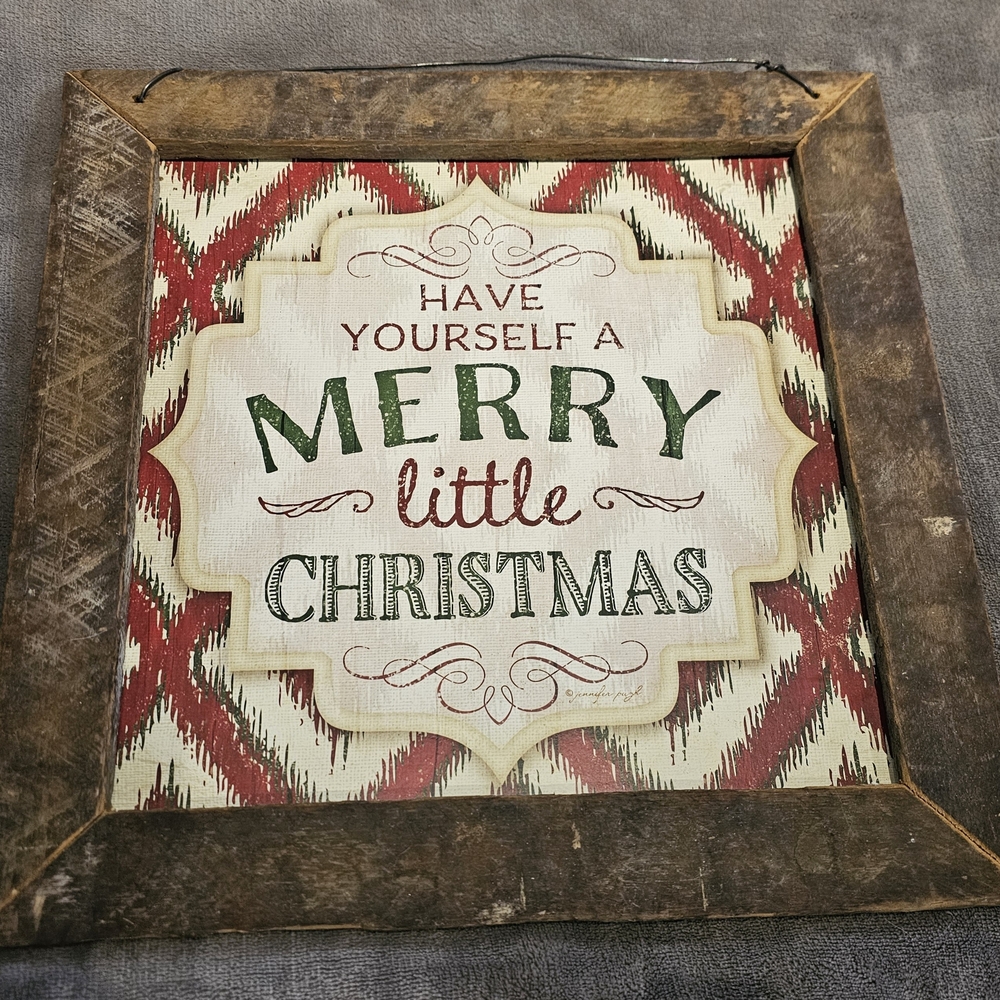 Rustic Christmas Wall Art with Red and Green Accents
